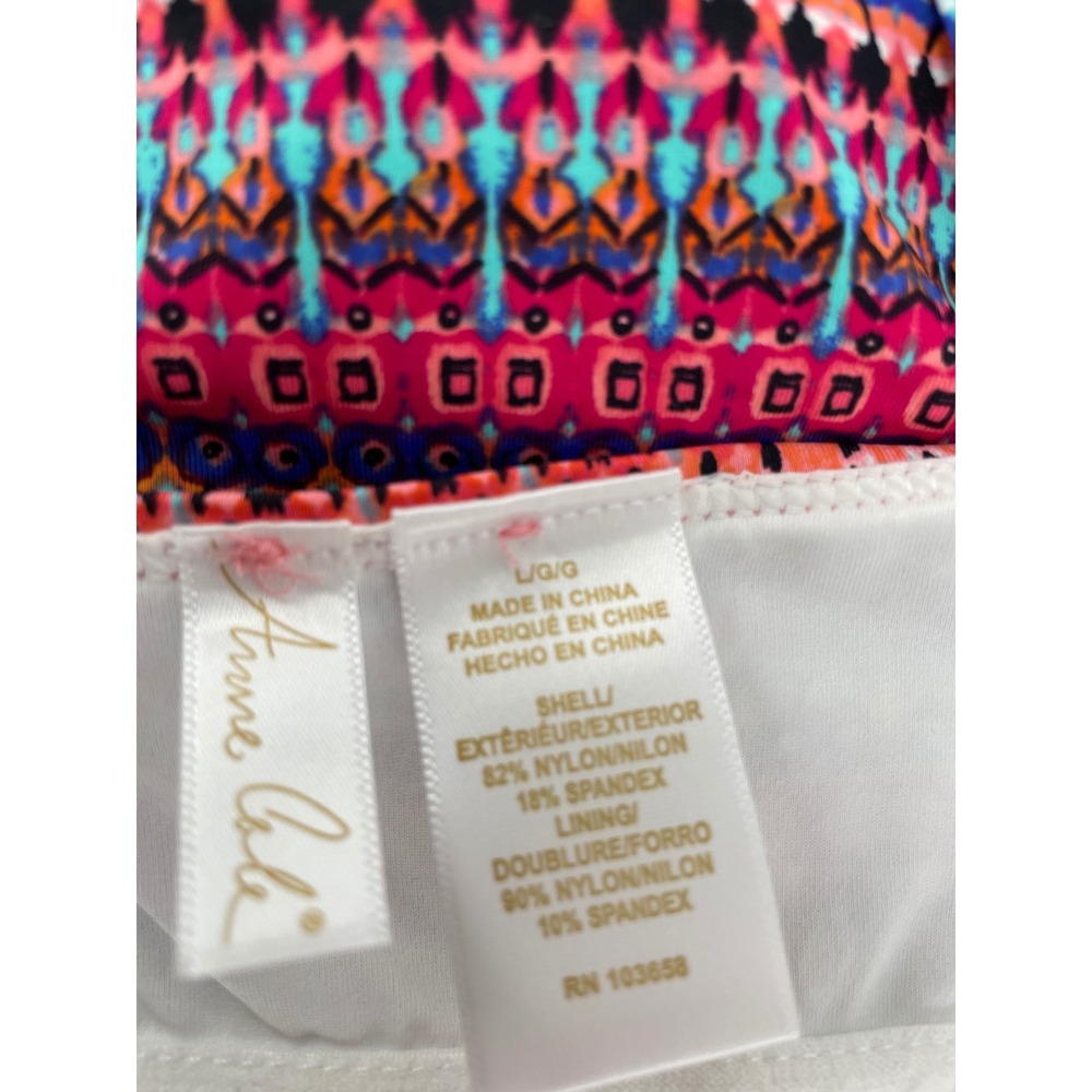 Anne Cole Tankini Swim Top Womens Large Pink Print Padded Halter Ruched Side NWT - Picture 4 of 8